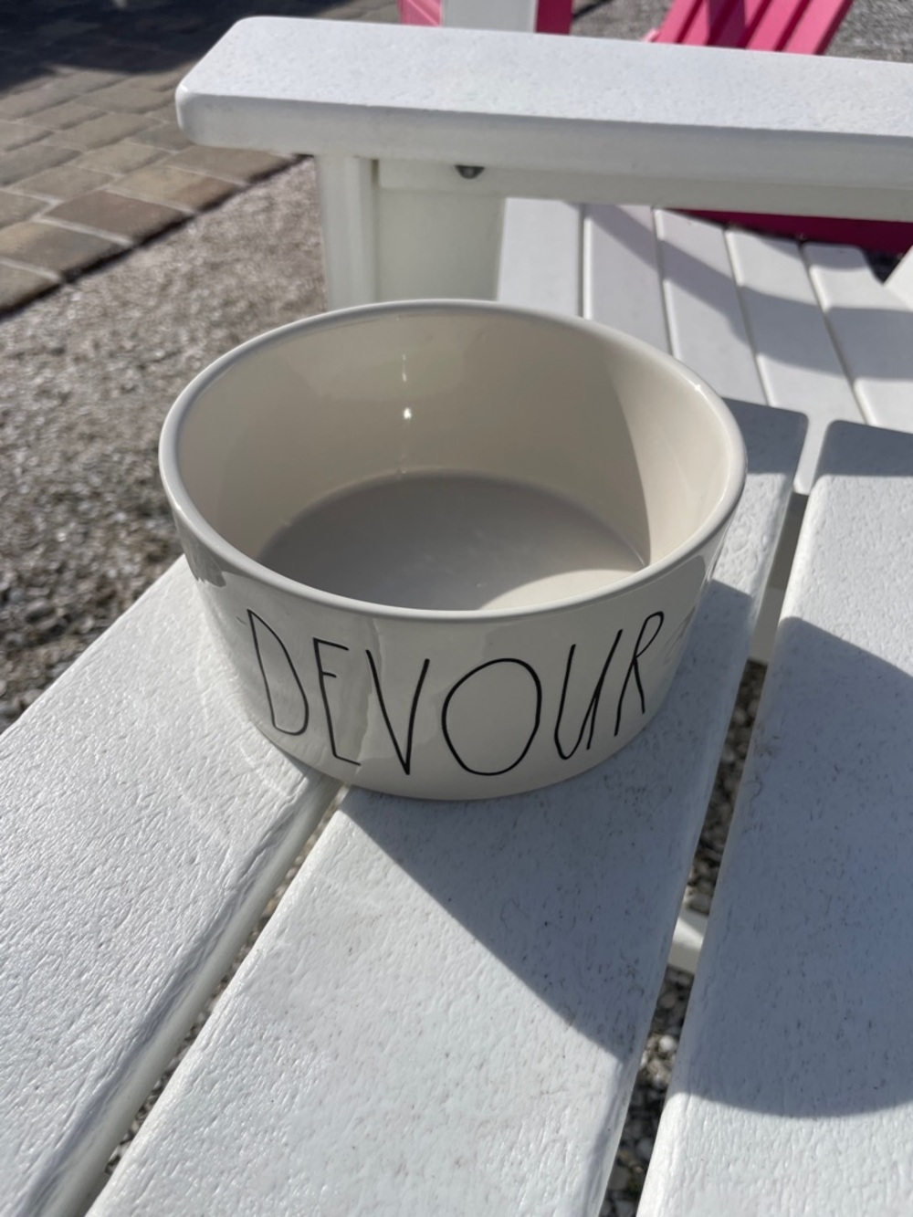 Rae Dunn White Ceramic DEVOUR Bowl